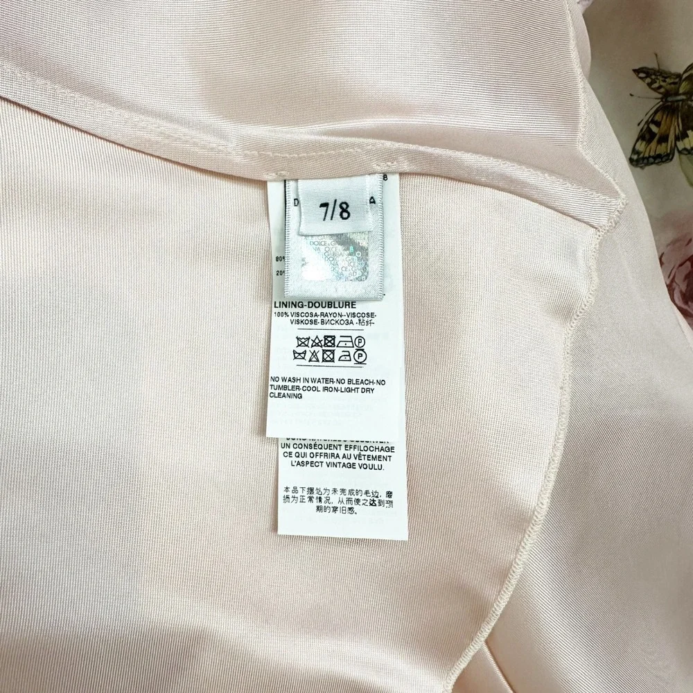 Dolce & Gabbana Girls Pink Rose Butterfly Farfalle Silk Dress Size 7/8